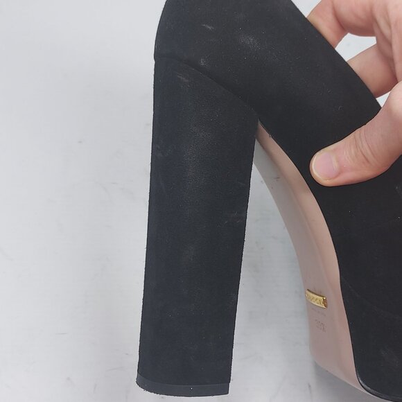 Gucci Marmont Horsebit Suede Platform Heel Pump Shoe - Picture 8 of 11